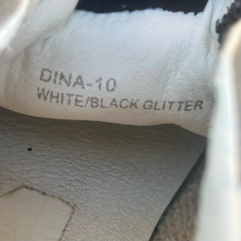Vintage Havana Dina White Black Glitter‎ Sneakers Womens Size 10 Lace Up